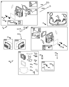 Cylinder Head Group Diagram and Parts List for 40N877-0073-G1  Briggs and Stratton Engine
